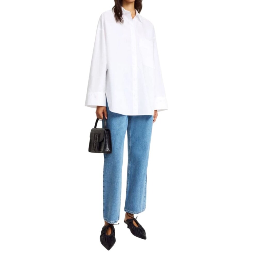 By Malene Birger Derris Shirt Blouse Womens 44 XL White Cotton Long Sleeve Top